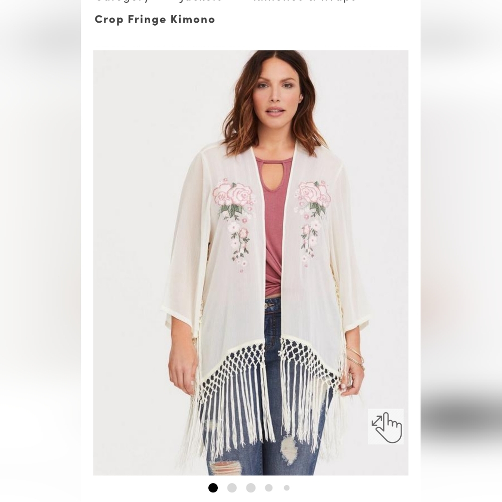 Torrid, Ivory and Pink Floral Kimono, size 4